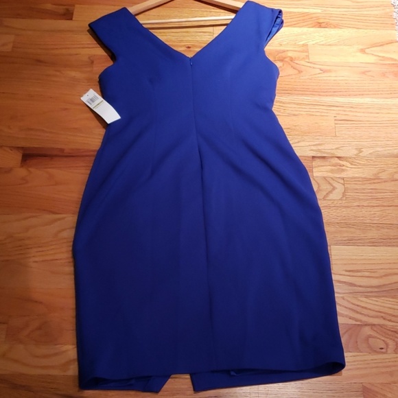NWOT-Maggy London Ruched Dress w/Faux Wrap Bottom - Picture 6 of 9